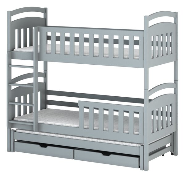 Patrová postel se šuplíky NEFELI - 90x200, šedá