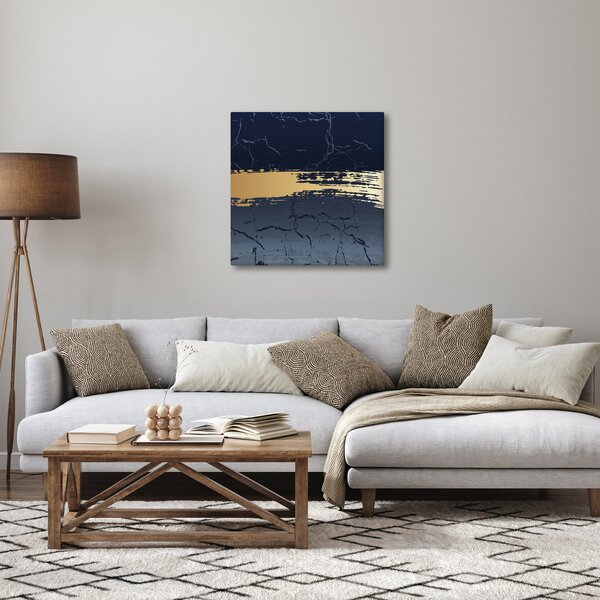 Obraz - Modrá a zlatá abstrakce N⁰2 (30x30 cm)