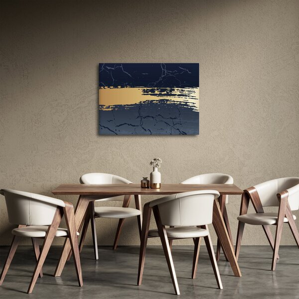Obraz - Modrá a zlatá abstrakce N⁰2 (70x50 cm)