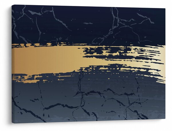 Obraz - Modrá a zlatá abstrakce N⁰2 (70x50 cm)