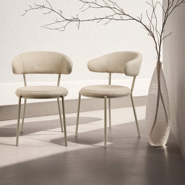 Rebecca Mobili židle Alamanda 80,5x47,5x57,5 Polyesterová tkanina Steel Beige Moderní SET 2 kusů