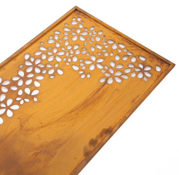 Zahradní dekorativní panel z oceli s patinou „Girlanda” 120x50 cm – dekorativní kryt