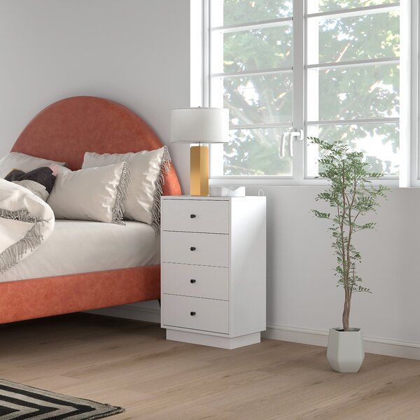 HOMCOM Komoda se 4 zásuvkami, skříň z dřevotřísky v moderním stylu, 47 x 29 x 75 cm, bílá | Aosom