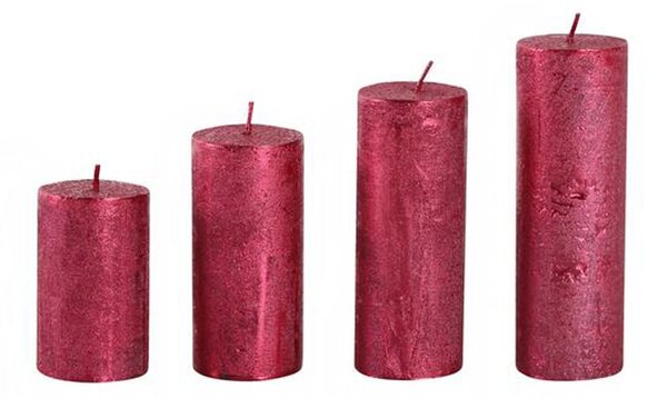 Rustikální adventní svíčka ø4cm PROVENCE 4ks červená