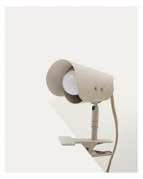 Světle šedá kovová stolní lampa s klipem (výška 16 cm) Jula – Kave Home