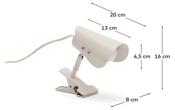 Světle šedá kovová stolní lampa s klipem (výška 16 cm) Jula – Kave Home