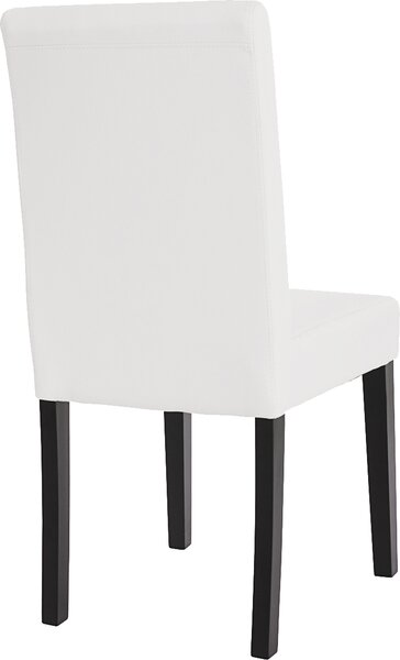 Jídelní židle Littau, kuchyňská židle židle, Imitace kůže bílá matná, tmavé nohy