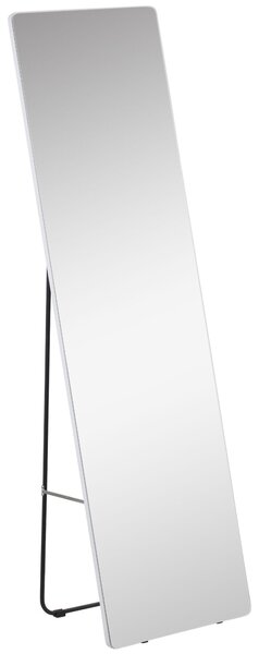 HOMCOM Zrcadlo v Celé Délce, 160 x 45 cm Podlahové Zrcadlo s Kovovým Rámem, Velké Stojací Zrcadlo do Obývacího Pokoje, Ložnice, Šatny, Chodby, Stříbrn