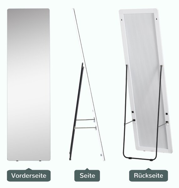 HOMCOM Zrcadlo v Celé Délce, 160 x 45 cm Podlahové Zrcadlo s Kovovým Rámem, Velké Stojací Zrcadlo do Obývacího Pokoje, Ložnice, Šatny, Chodby, Stříbrn