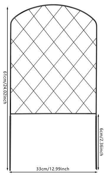 Zahradní plot 10PCS černé plotové panely, zahradní plot
