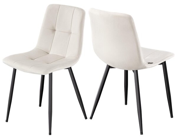 VASAGLE jídelní židle, set 2 kusů, otočné o 360°, ergonomická sametová židle, rozměry 43 x 52 x 83 cm, béžová barva
