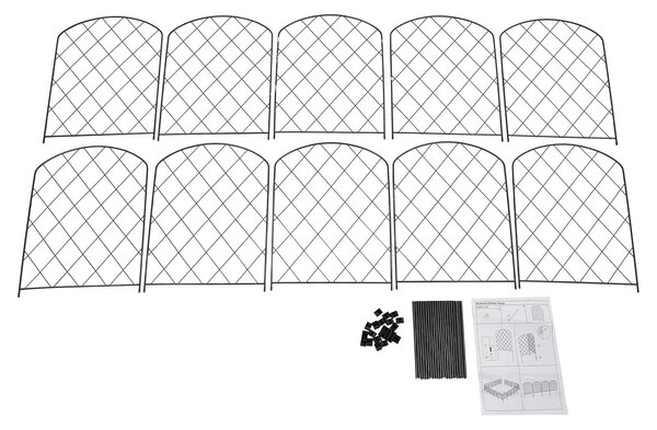 Zahradní plot 10PCS černé plotové panely, zahradní plot
