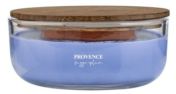 Vonná svíčka ve skle PROVENCE dřevěný knot 24 hodin sugarplum