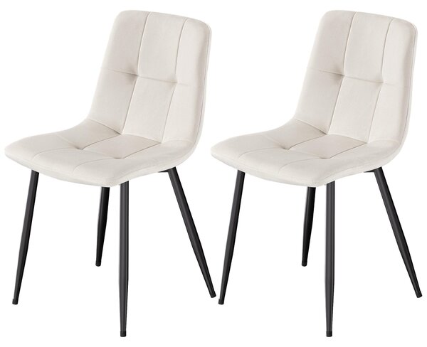 VASAGLE jídelní židle, set 2 kusů, otočné o 360°, ergonomická sametová židle, rozměry 43 x 52 x 83 cm, béžová barva