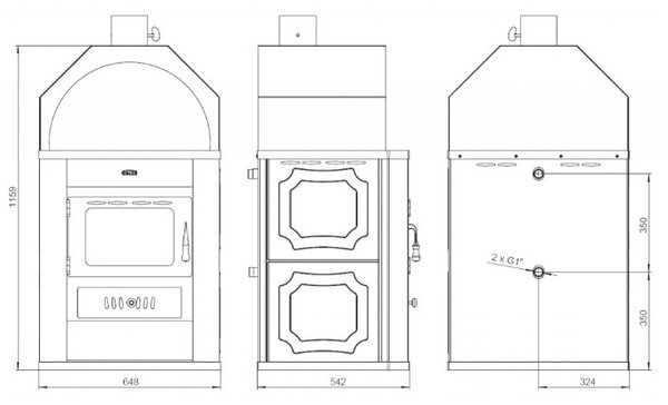 Krbová kamna PRITY W17 s vodním výměníkem Kamna pro ústřední vytápění - 23,1 Kw