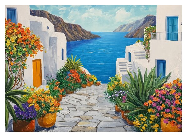 Obraz - Řecká ulička (70x50 cm)