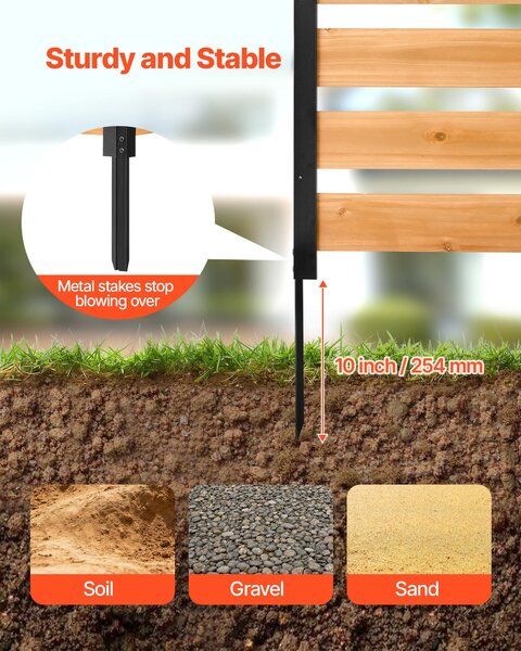 SucceBuy 2dílná sada plotu pro klimatizace, 1219x1244x1219 mm, dřevěný plot s kovovými zemními hroty, ideální pro venkovní použití, nastavitelný úhel, vhodný pro klimatizace, tepelná čerpadla a odpadkové koše