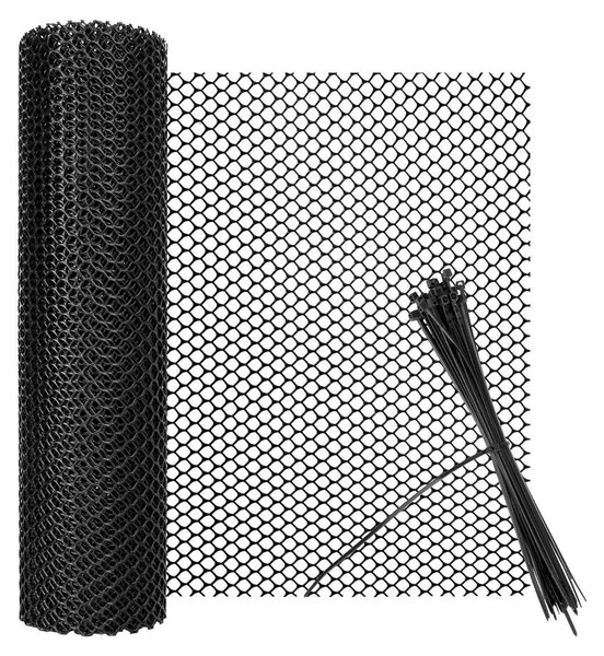 Drátěné oplocení pro drůbež - Plast - Šestihranné oka 3 mm - 40 cm x 9 m - Černá