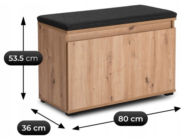 Skříňka na boty Pratt (dub artisan + grafit). Akce -21%