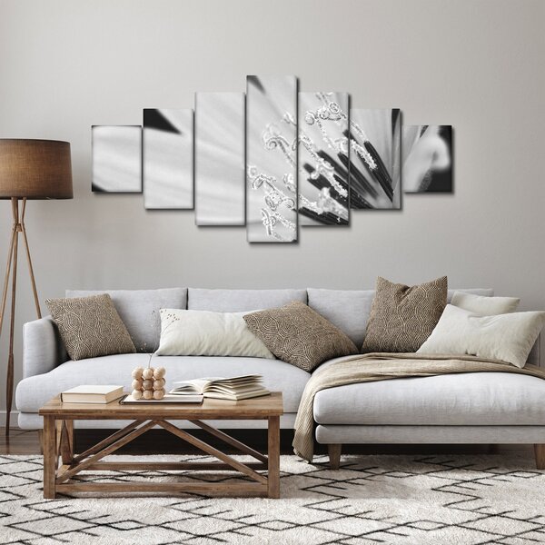 Obraz - Černobílá květina (210x100 cm)
