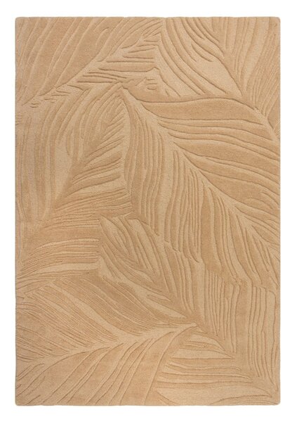 Světle hnědý vlněný koberec Flair Rugs Lino Leaf, 160 x 230 cm