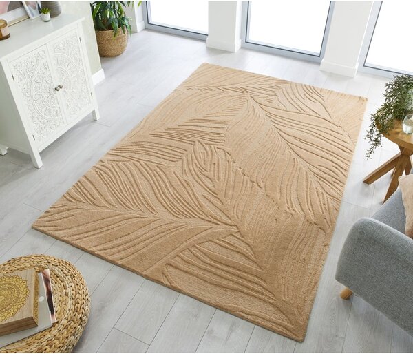Světle hnědý vlněný koberec Flair Rugs Lino Leaf, 160 x 230 cm