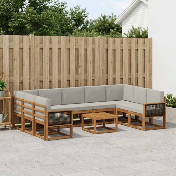 Venkovní pohovková souprava 10 ks Přírodní a světle šedá 3385552