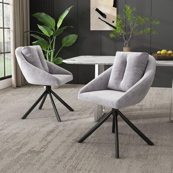 SWeiko jídelní židle sametová židle čalouněná židle otočná židle, prodyšná sametová tkanina, ergonomický design, 2 ks, šedá barva