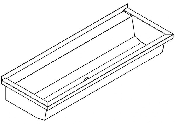 KWC AR Mycí žlab, PLANOX, nerezová ocel, W.-Mont., 1200x210x442 mm, s ramenní lavicí