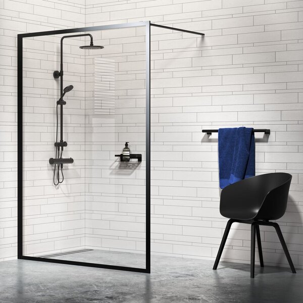 Sealskin Contour sprchová zástěna walk-in 90 cm černá matný/průhledné sklo CDA30886195100
