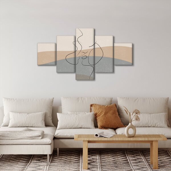 Obraz - Line art polibek (125x70 cm)