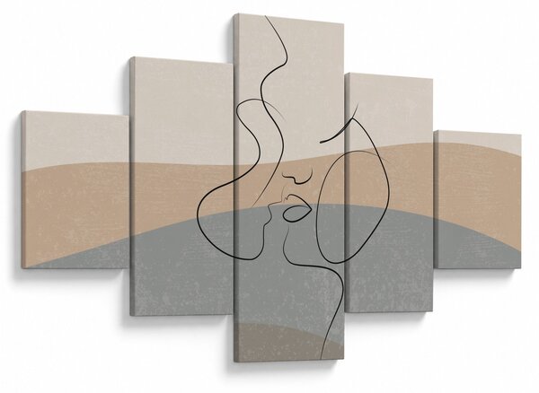 Obraz - Line art polibek (125x70 cm)