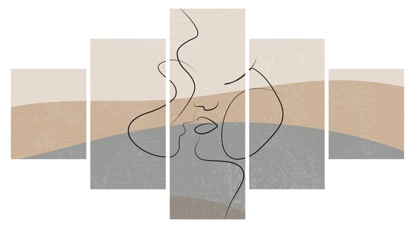 Obraz - Line art polibek (125x70 cm)