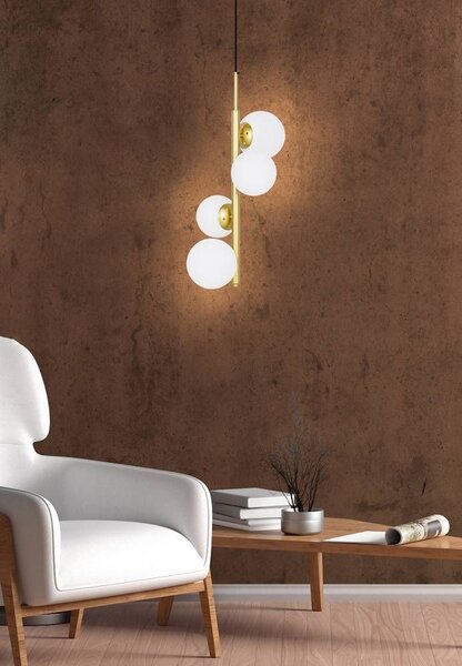 Candellux Cordel závěsné svítidlo 4x20 W bílá-mosaz 34-01559
