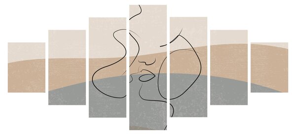 Obraz - Line art polibek (210x100 cm)