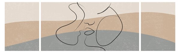 Obraz - Line art polibek (170x50 cm)
