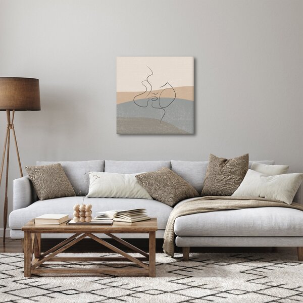 Obraz - Line art polibek (30x30 cm)