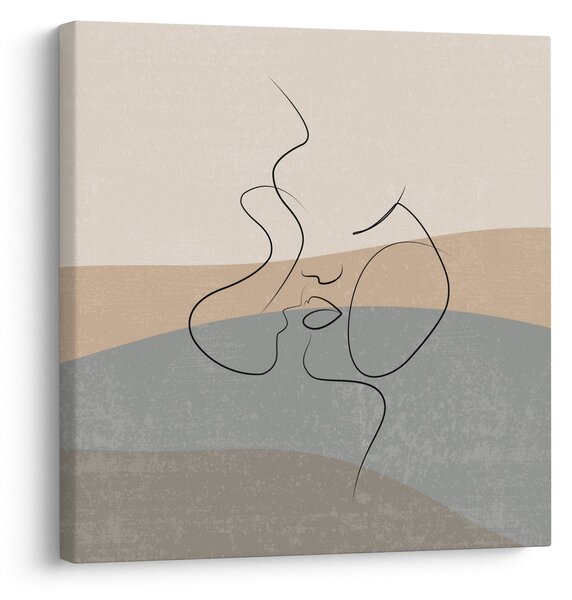 Obraz - Line art polibek (30x30 cm)
