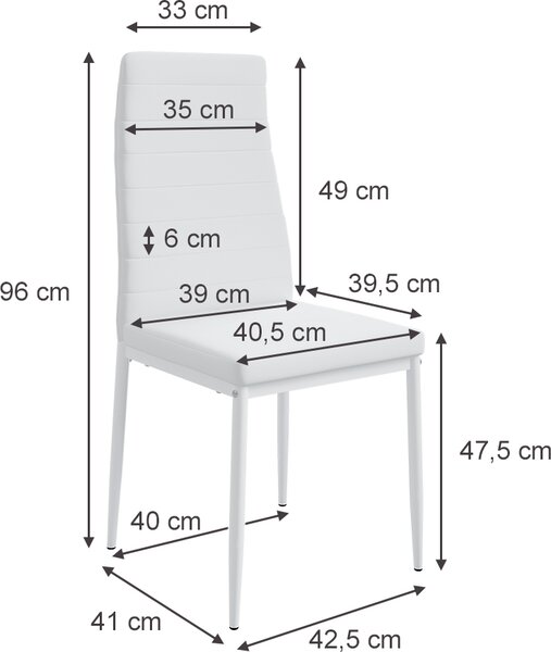 Židle do jídelny Vicco Grand Bílá 42.5 x 48 cm Sada 6 kusů, Model 51772