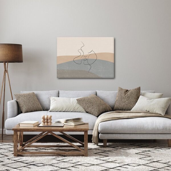 Obraz - Line art polibek (70x50 cm)