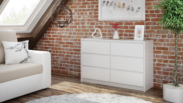 Topeshop K120 BIEL 2X3, Bílá, 6 zásuvka/zásuvek, Dřevotřískové desky, Moderní, Dřevotřískové desky, Matný