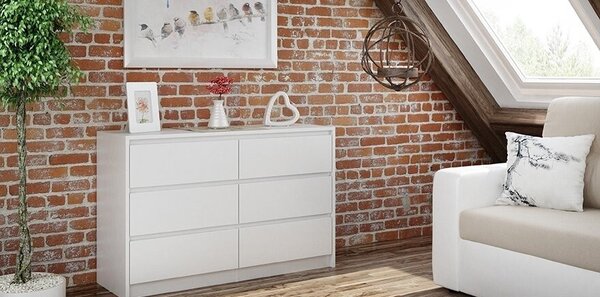 Topeshop K120 BIEL 2X3, Bílá, 6 zásuvka/zásuvek, Dřevotřískové desky, Moderní, Dřevotřískové desky, Matný