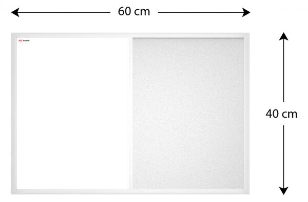 Allboards,Tabule COMBI - bílý korek a magnetická bílá 60x40 s bílým lakovaným dřevěným rámem,TMK64W
