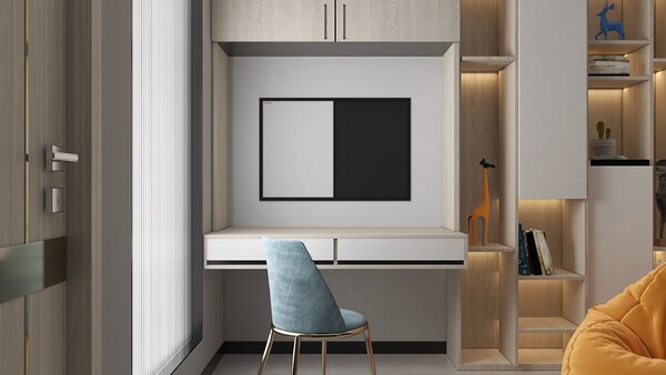 Allboards,Tabule COMBI - černý korek / magnetická bílá 60x40 s černým lakovaným dřevěným rámem,TMK64BK
