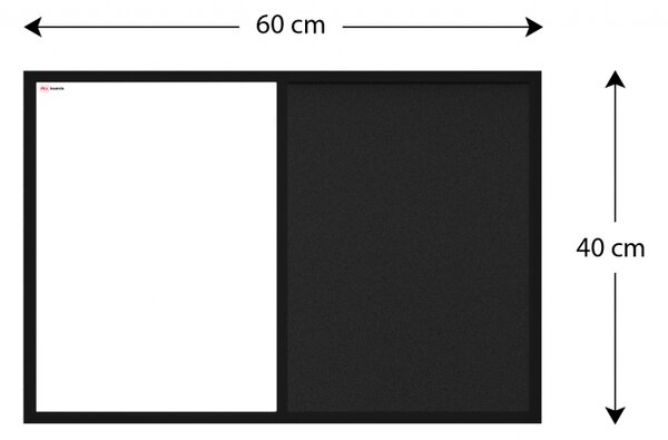 Allboards,Tabule COMBI - černý korek / magnetická bílá 60x40 s černým lakovaným dřevěným rámem,TMK64BK