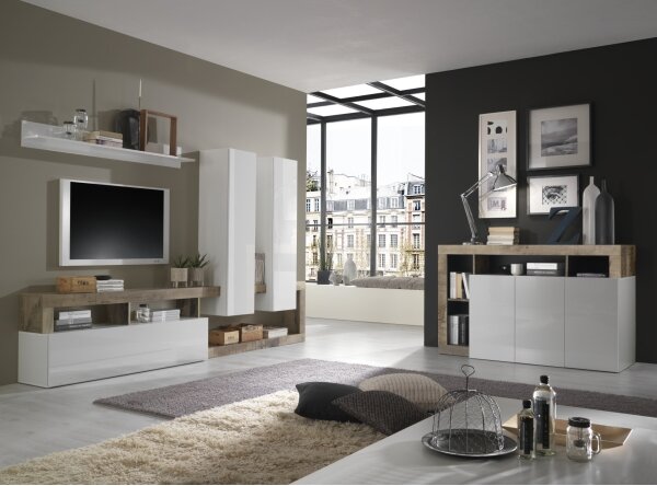 Komoda LENOR 146x93x42 cm bílá/javor