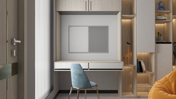 Allboards,Tabule COMBI -šedý korek a magnetická bílá 60x40 s šedým lakovaným dřevěným rámem,TMK64GREY