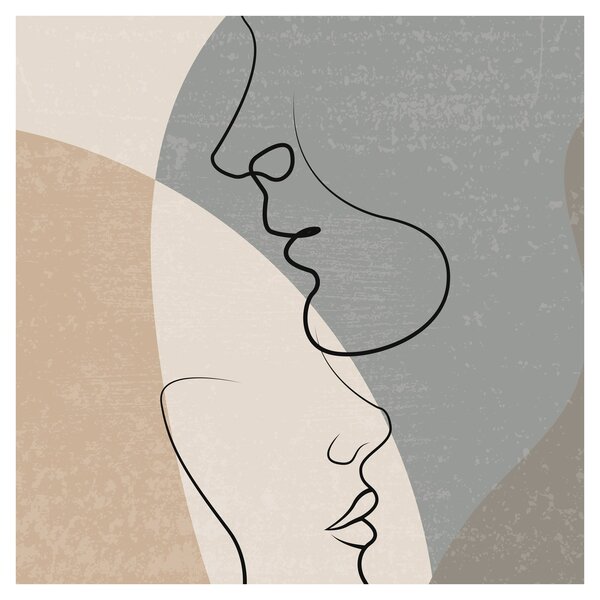 Obraz - Line art dvě tváře (30x30 cm)