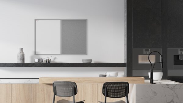 Allboards,Tabule COMBI -šedý korek a magnetická bílá 60x40 s šedým lakovaným dřevěným rámem,TMK64GREY