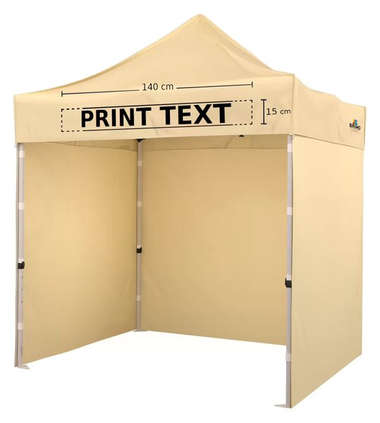 BRIMO Nůžkový párty stan SUPER 2x2 m s potiskem béžový